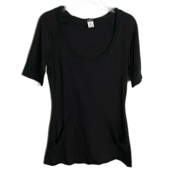 Eyeshadow Tops - Eyeshadow Black Hooded Tee Juniors L Y2K